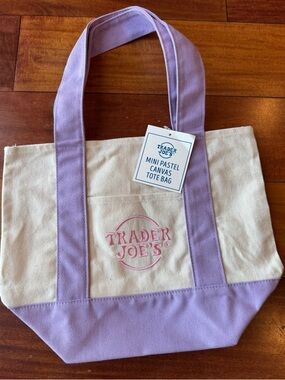 Trader Joe's Limited Edition Lavender Canvas Mini Tote New